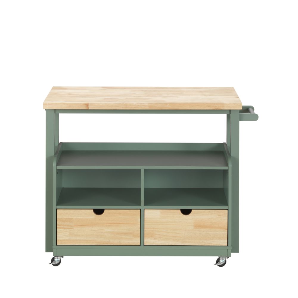 Harper Natural/Green Kitchen Cart