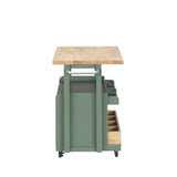 Harper Natural/Green Kitchen Cart