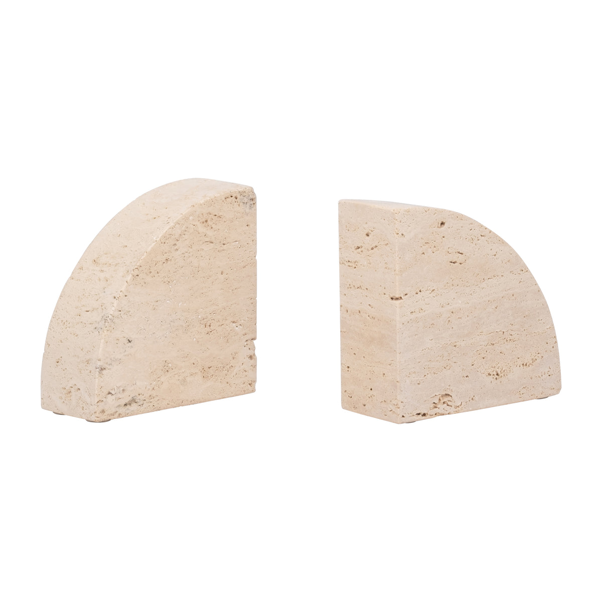 Lucca Tan Travertine Half Dome Bookends (Set of 2)