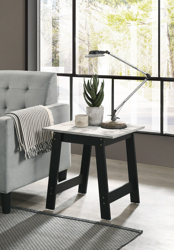 Hale Black Velvet Accent Armchairs & End Table Set