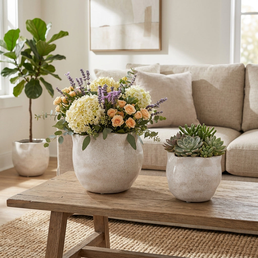 Draperstone Ivory Planters (Set of 2)