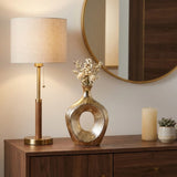 Alray Champagne Scratched Oval Cut Out Vase