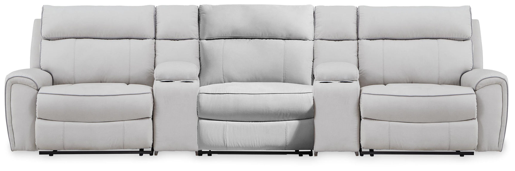 Grafton Pike Pearl/Ash 5-Piece Reclining Sectional with Storage Consoles