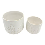 El Adobe Ivory Embossed Vines Planters (Set of 2)