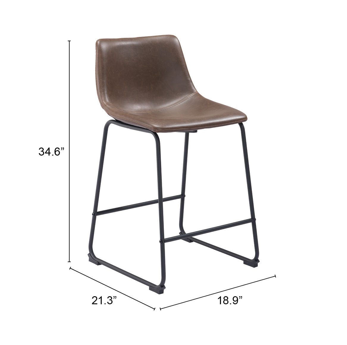 Smart Vintage Espresso Counter Stool (Set of 2)