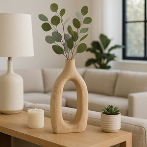 Independence Natural/Ivory Wood Cut-Out Vase
