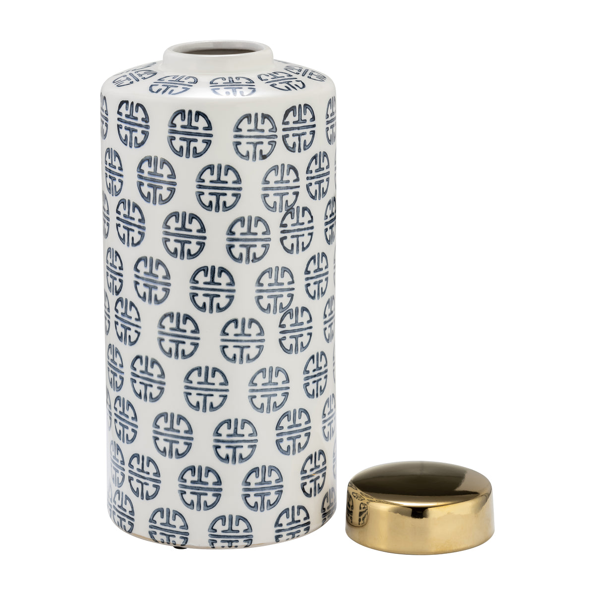 Glen Oaks Navy/White Ceramic Modern Ginger Jar