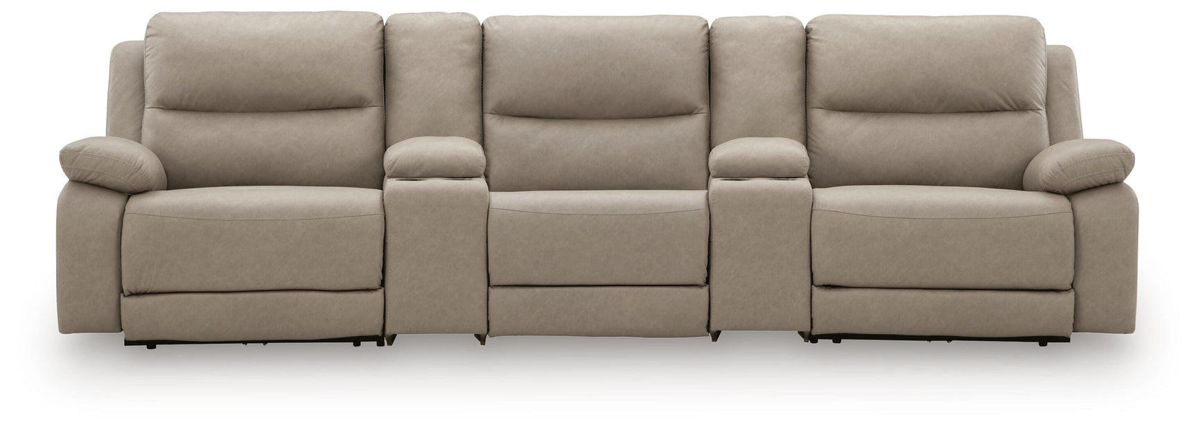Narwhal Place Pebble 5-Piece Reclining Sectional with Storage Consoles