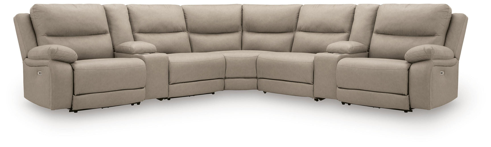 Narwhal Place Pebble 7-Piece Reclining Sectional with Storage Consoles