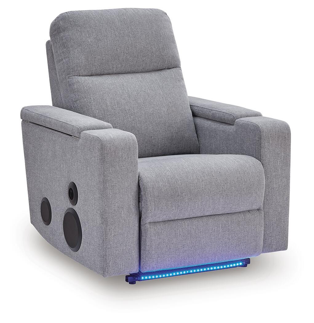 Landdin Pewter Power Glider Recliner with Audio System