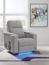 Landdin Pewter Power Glider Recliner with Audio System