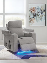 Landdin Pewter Power Glider Recliner with Audio System