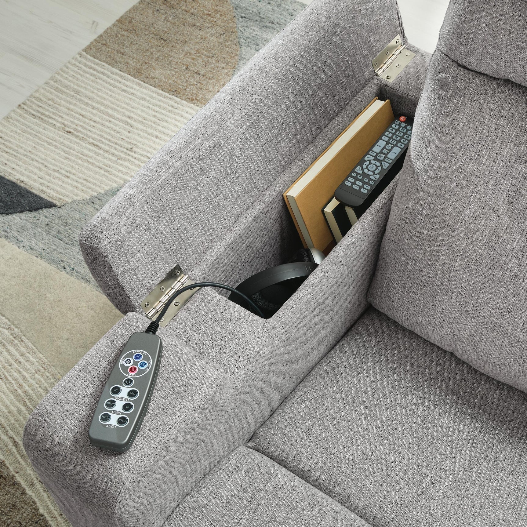 Landdin Pewter Power Glider Recliner with Audio System