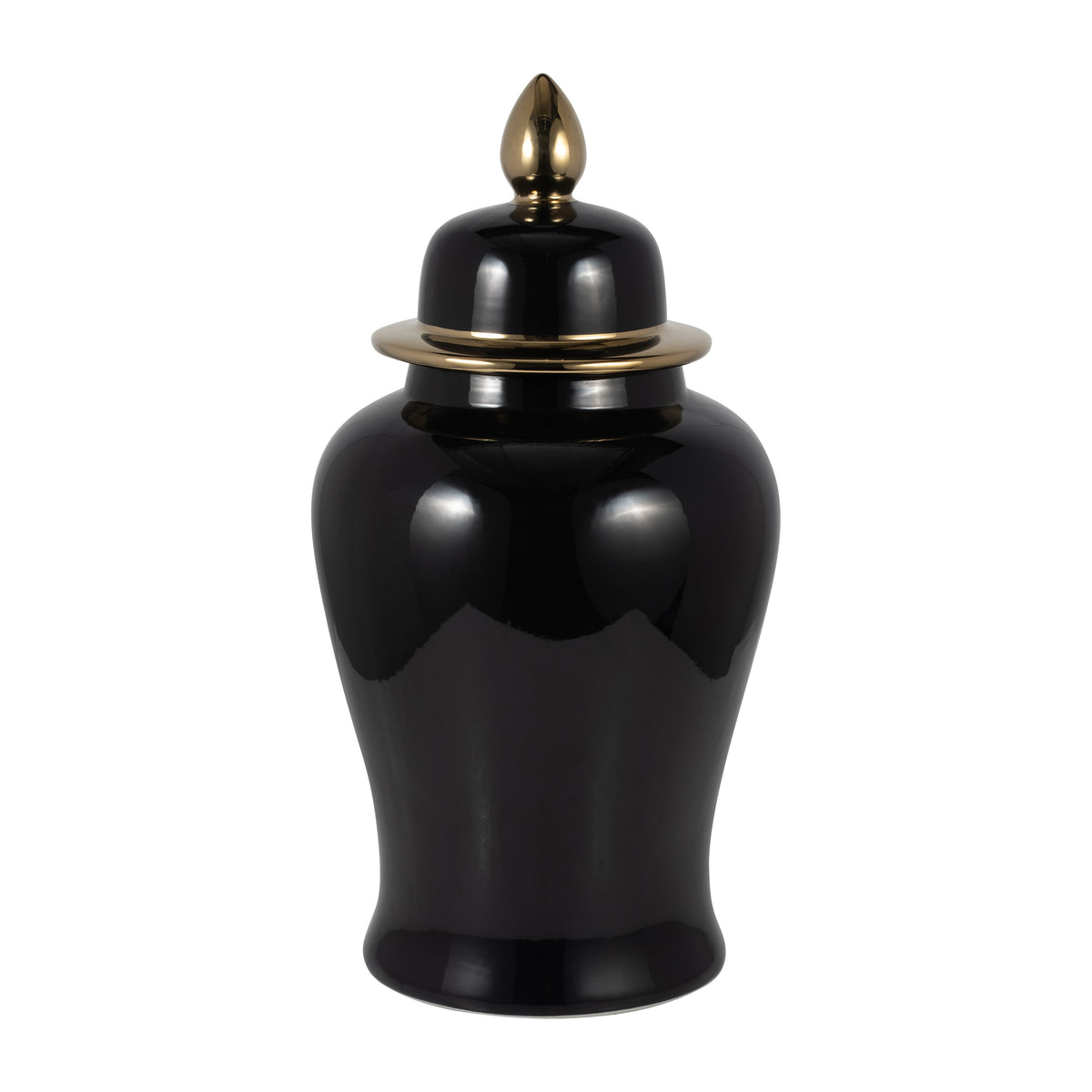 Arlenbeach Black/Gold Large Ceramic Temple Jar