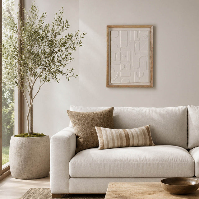 Bandini White/Brown Geo Modern Paper Mache Wall Art