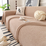 Textured Woven Modern Sofa Cover, Natural Blend Decorative Couch Throw Blanket