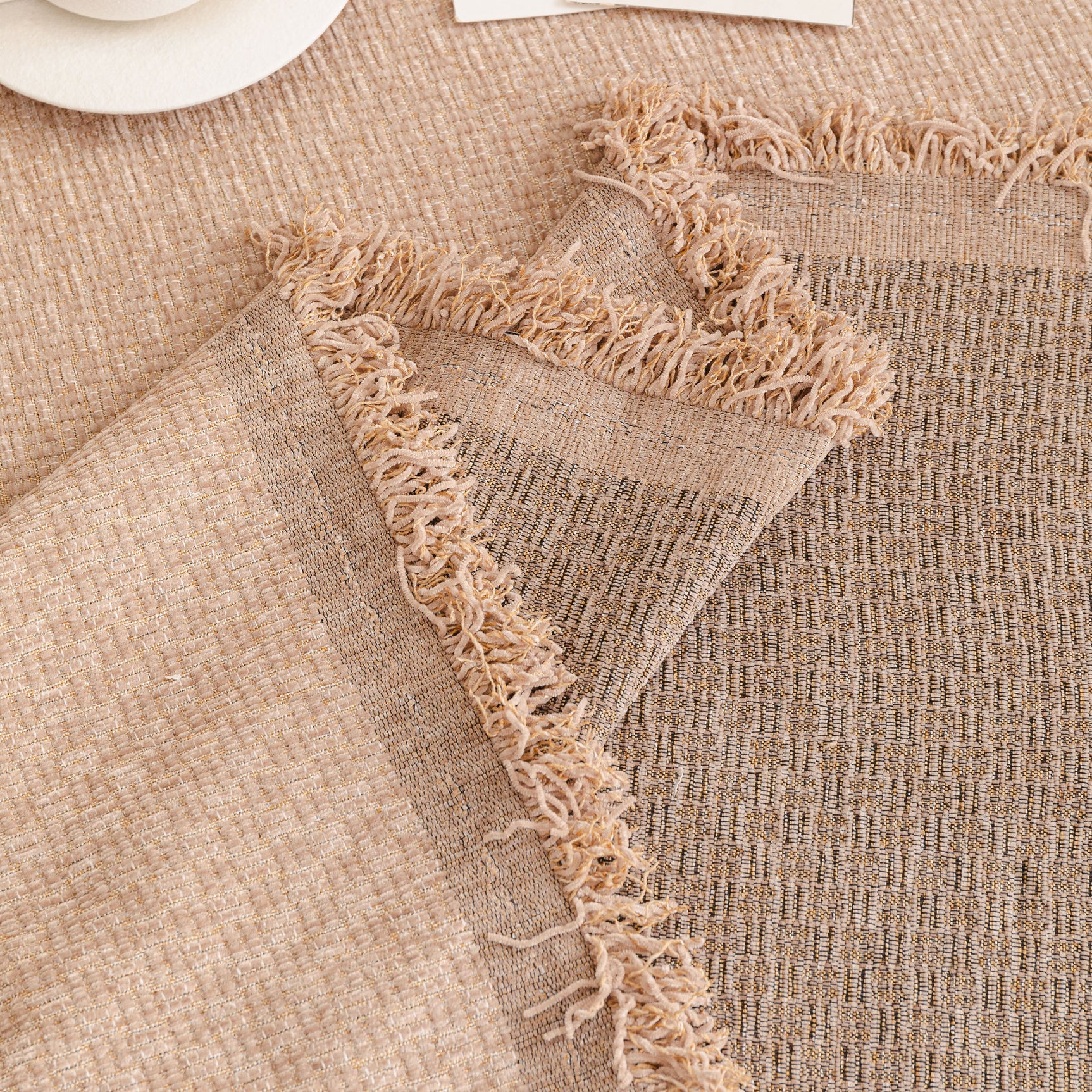Textured Woven Modern Sofa Cover, Natural Blend Decorative Couch Throw Blanket