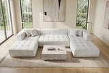 Montecito Ivory Velvet Double Chaise "U" Shape Sectional Sofa - Ornate Home