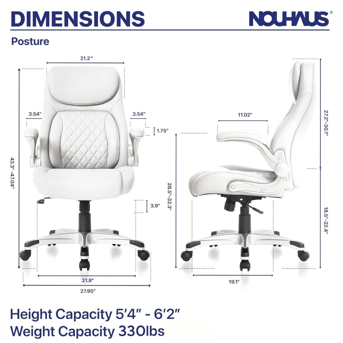 NOUHAUS Posture Ergonomic PU Leather Office Chair