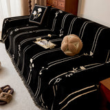 Chenille Jacquard Sofa Throw Cover with Tassel Soft Thick Couch Protector Blanket