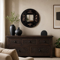 Van Ness Black/Gold Carved Mirror