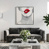 Cole White Hand Painted Lip Bite Wall Art