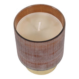 Pine Wood Amber/Gold Jasmine Etched Candle with Base
