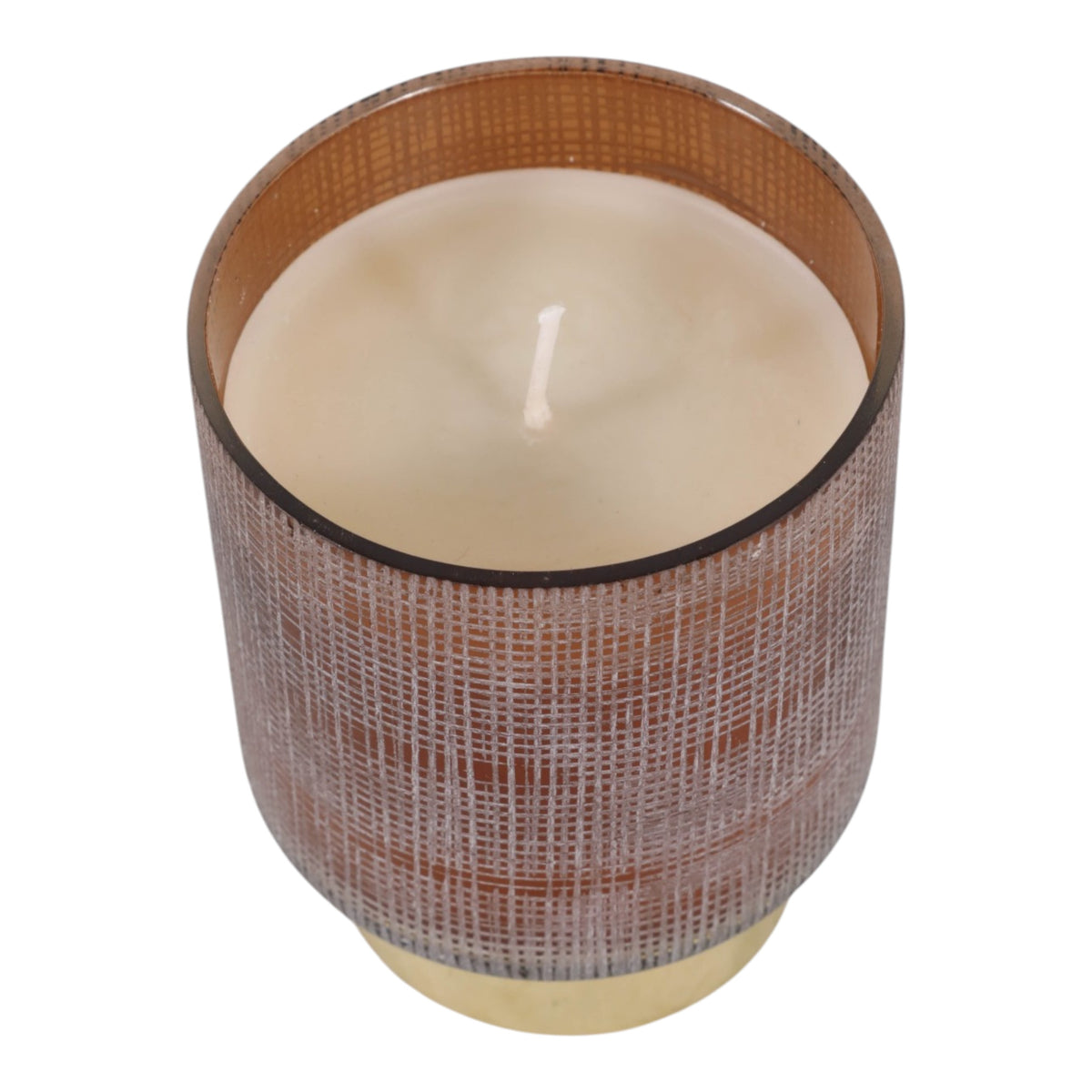 Pine Wood Amber/Gold Jasmine Etched Candle with Base