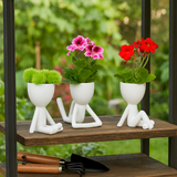 Cohasset White Ceramic Sitting Humans Planters (Set of 3)