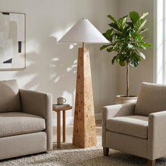 Milford Tan Burl Wood Floor Lamp