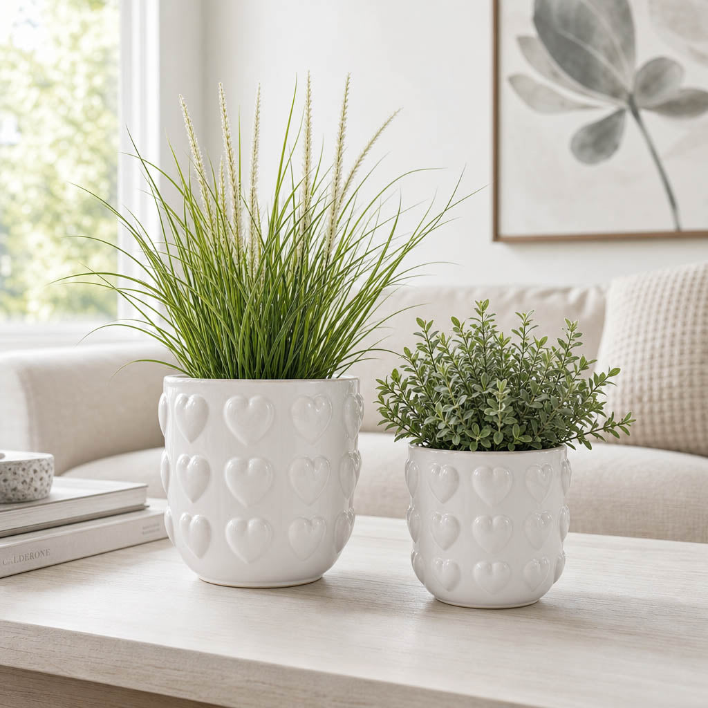 Draperoak Ivory/White Small Planters (Set of 2)