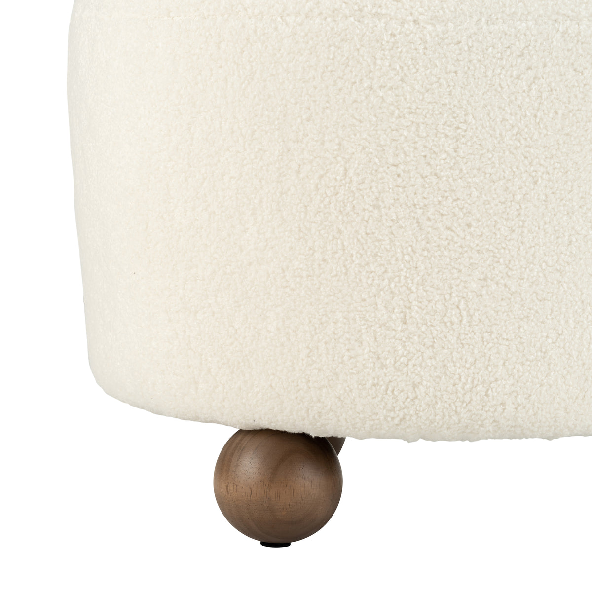 Conant Beige Round Ottoman with Ball Feet