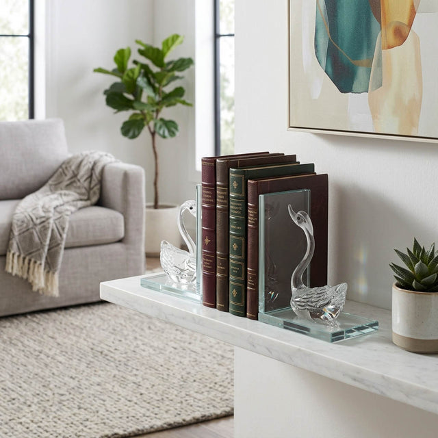 Midvalley Clear Swan Bookends (Set of 2)