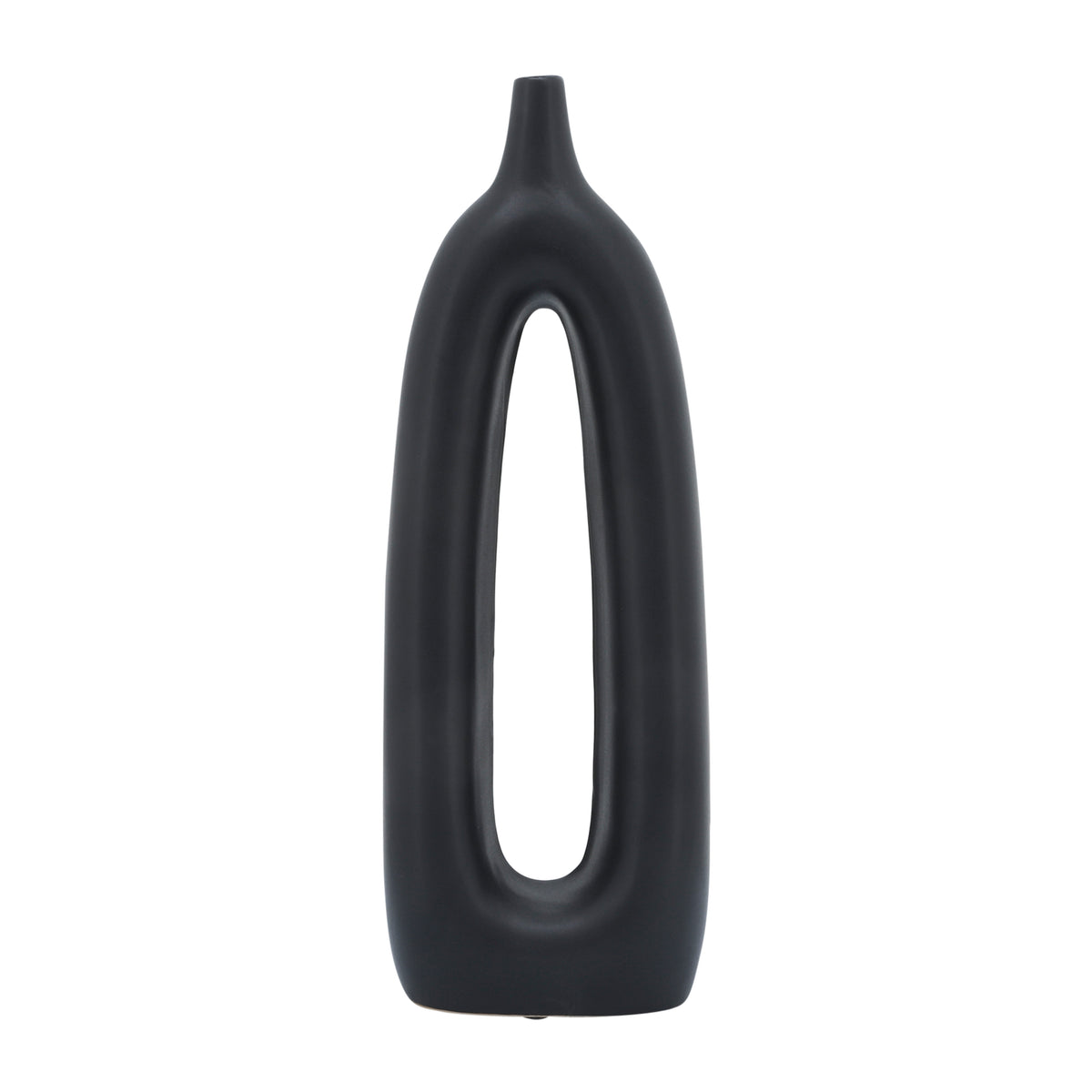 Edna Black Ceramic Open Cut-Out Vase