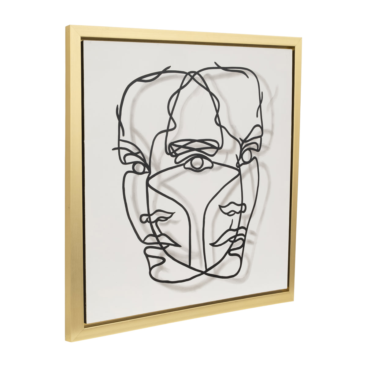 Akers White/Black/Gold Hand Painted Face Illusion Framed Wall Art