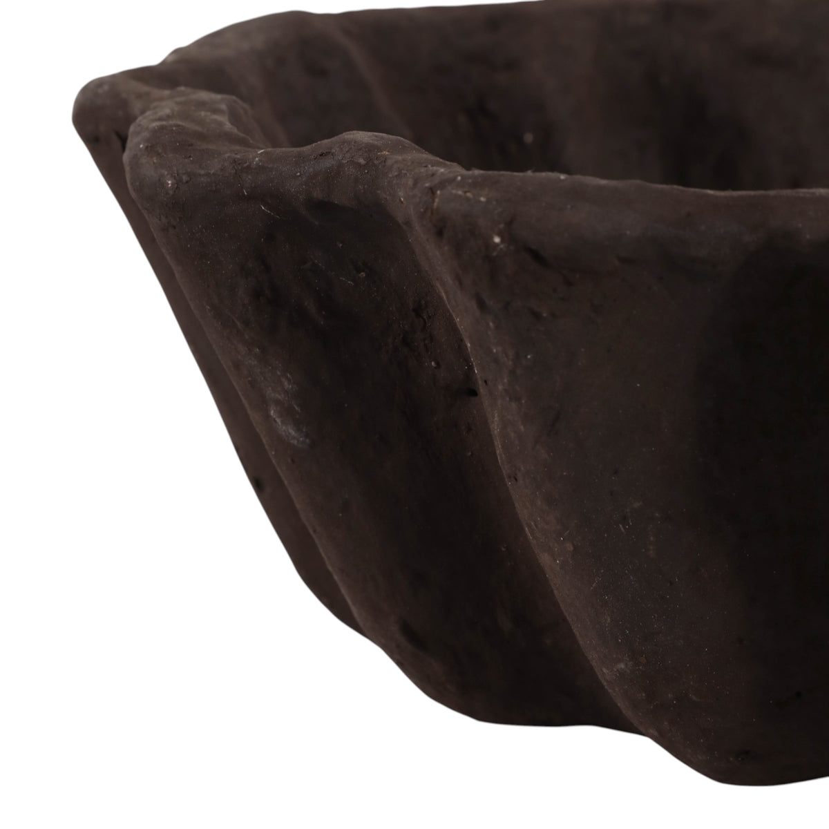 Ragtown Brown Fluted Paper Mache Bowl