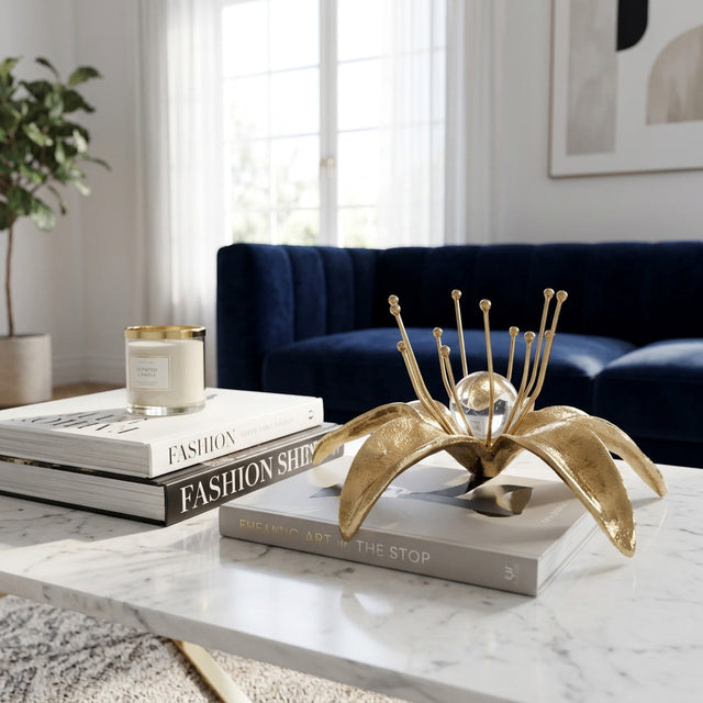 Clayton Gold/Clear Flower Acrylic Orb