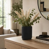 Citrona Black Ceramic Ridged Vase