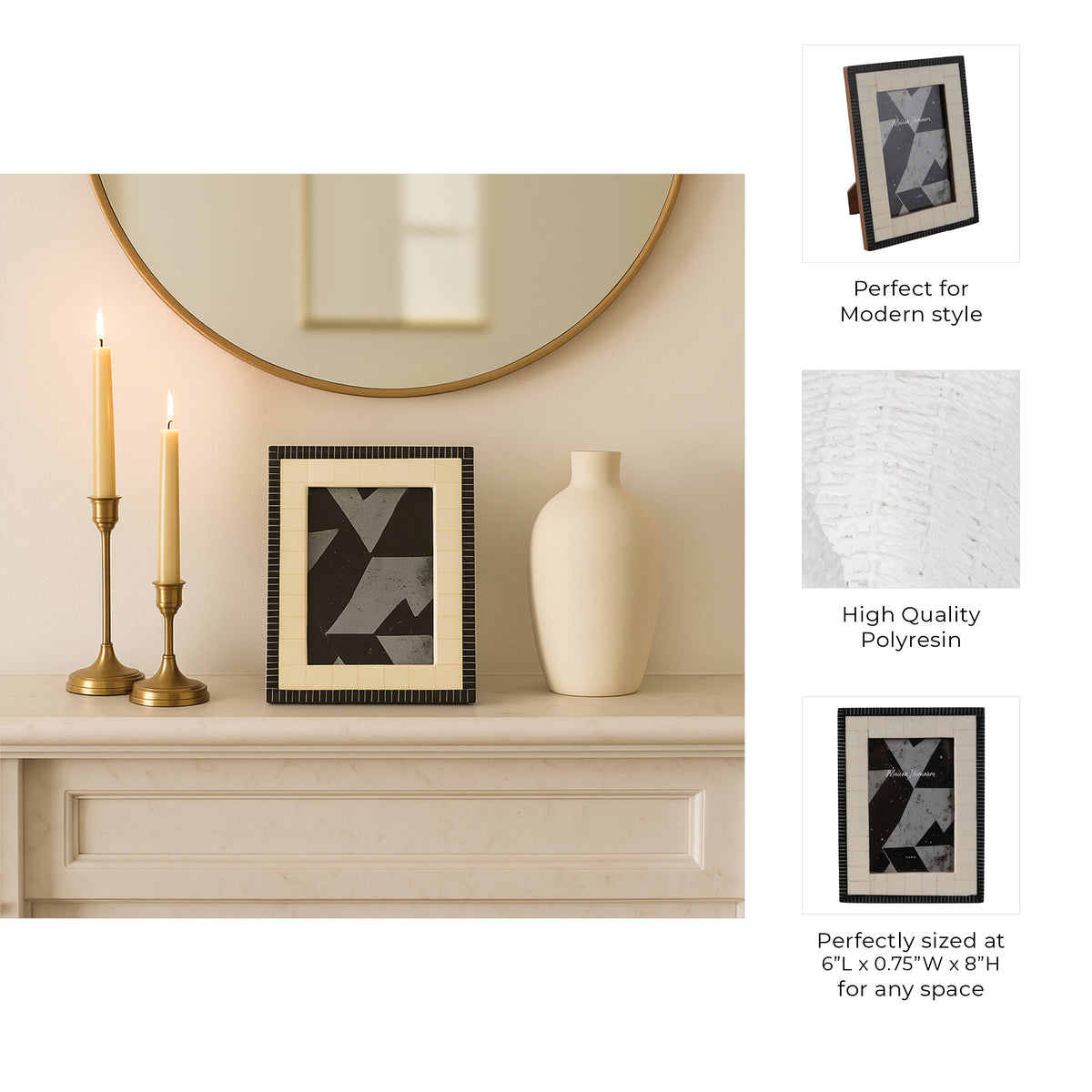 Vinland Ivory/Black Etched Border Photo Frame