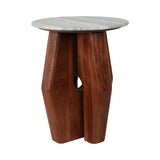 Hat Creek Brown Accent Table with Curved Legs and Marble Top