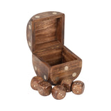 Old Hopland Brown Dice Box with Dice Inside