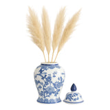 Miamoor Blue Temple Jar with Bird and Flower Design