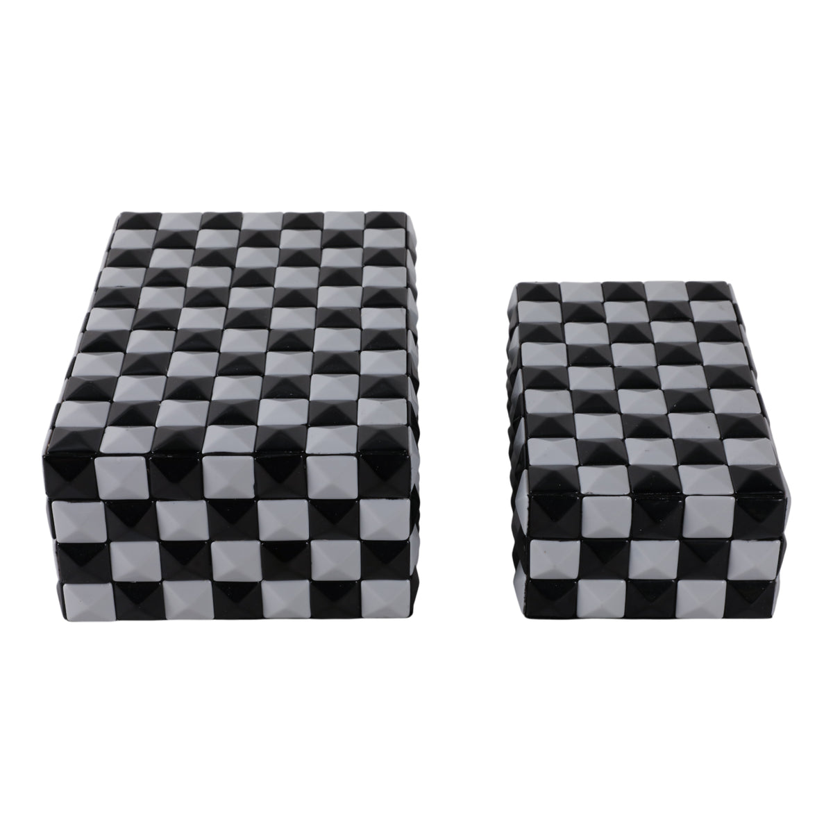 Cobb Black/White 3d Checkerboard Boxes (Set of 2)