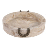 Wingo Leopard/Tan/Brass Marble Bowl with Antique Handle