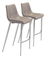 Magnus Brown & Silver Barstool (Set of 2)