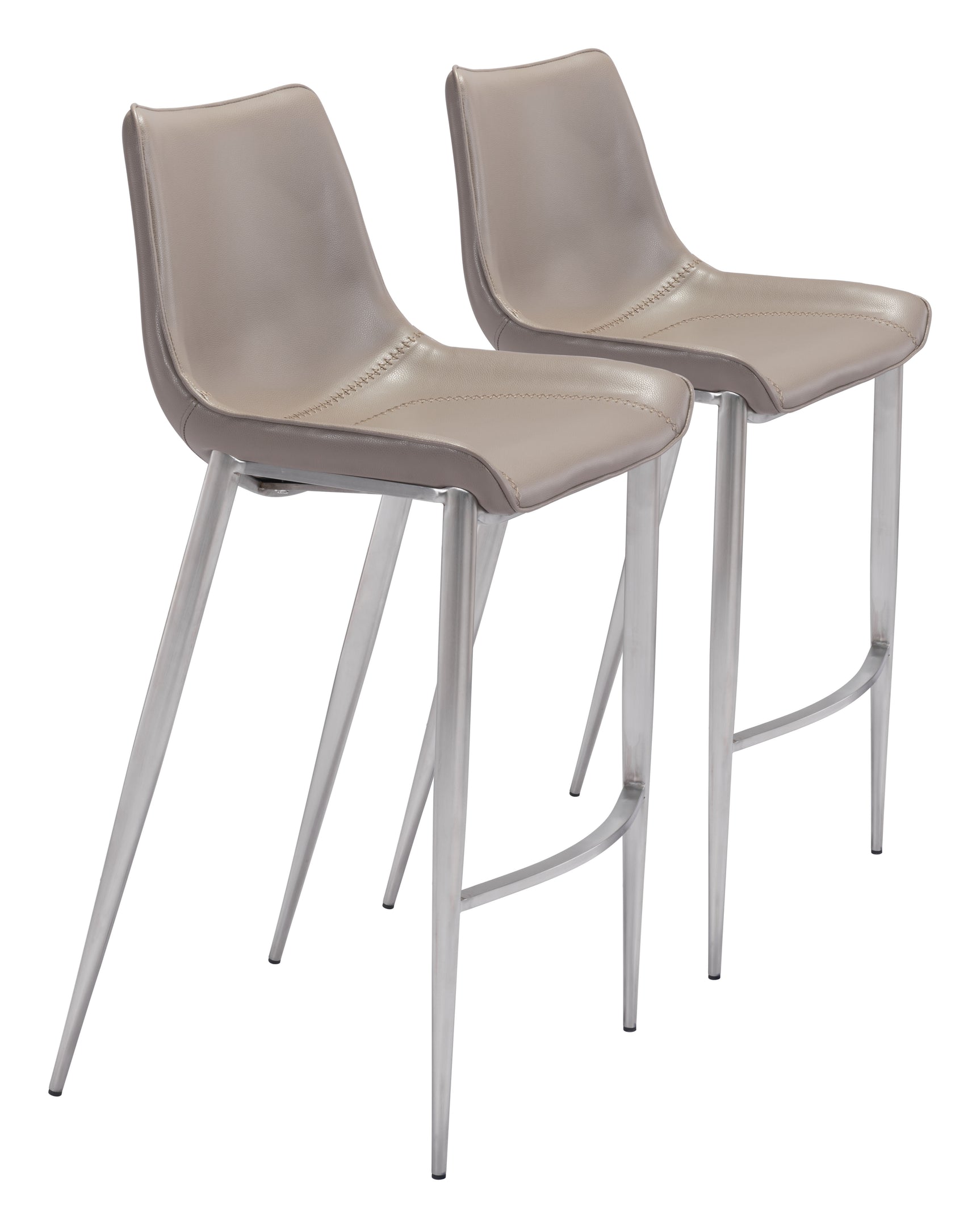 Magnus Brown & Silver Barstool (Set of 2)