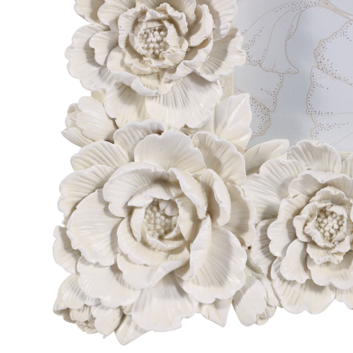 Paige White Small Rose Border Photo Frame