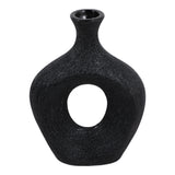 Alray Black Beaded Oval Cut Out Vase