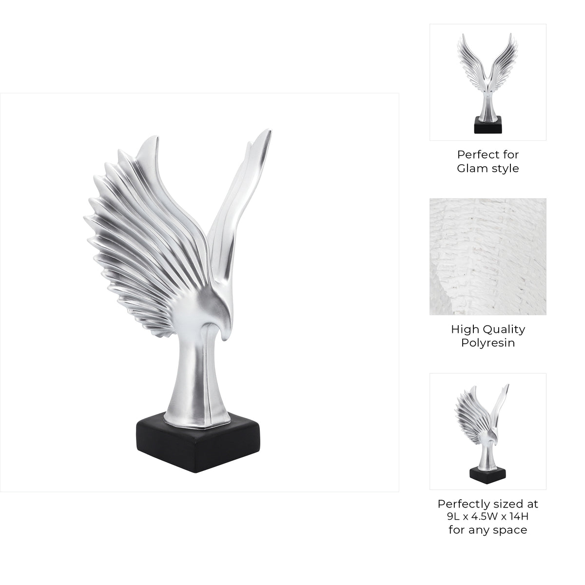 Boron Silver Small Resin Eagle Table Accent