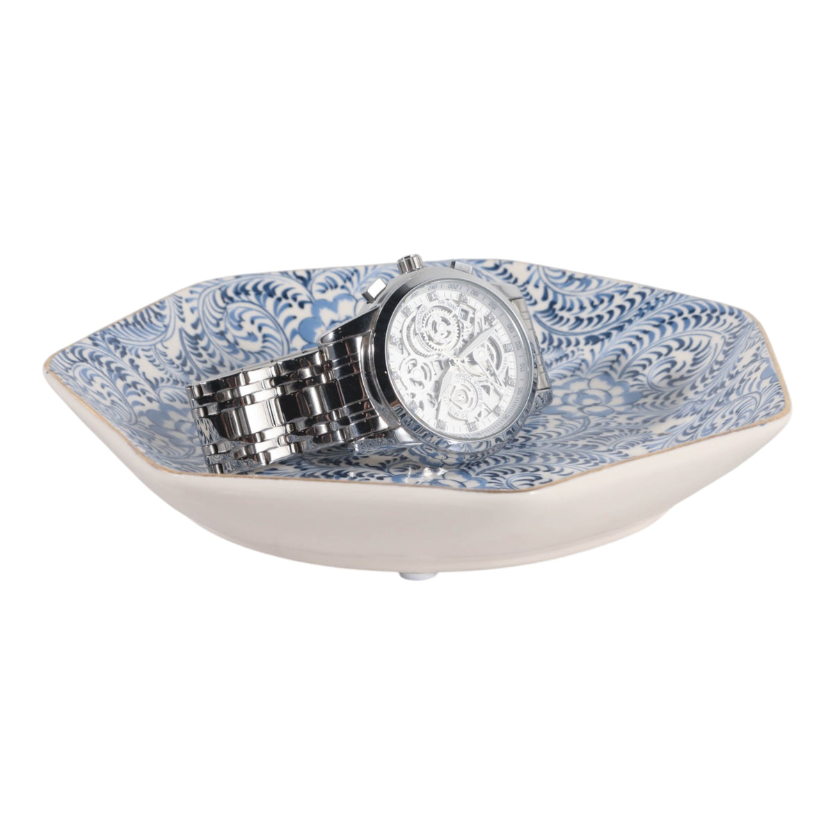 Asylum Blue/White/Gold Decorative Chinoiserie Plate